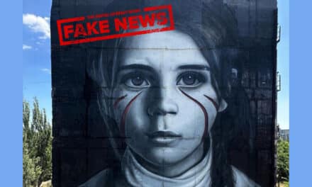 Kłamstwa za pomocą sztuki ulicznej. „Dzieci z Donbasu żyją pod bombami NATO od 8 lat”