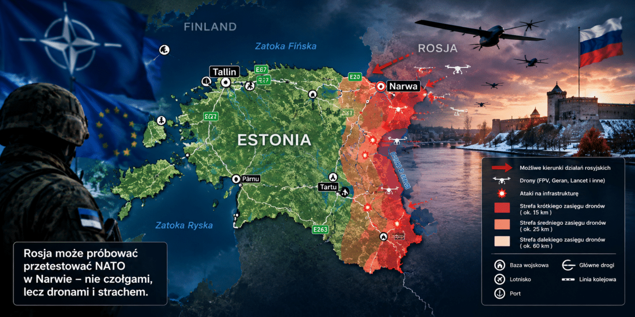 ISW: Rosja może przetestować NATO w Narwie: Kreml chce złamać sojusz nie czołgami, lecz dronami i strachem